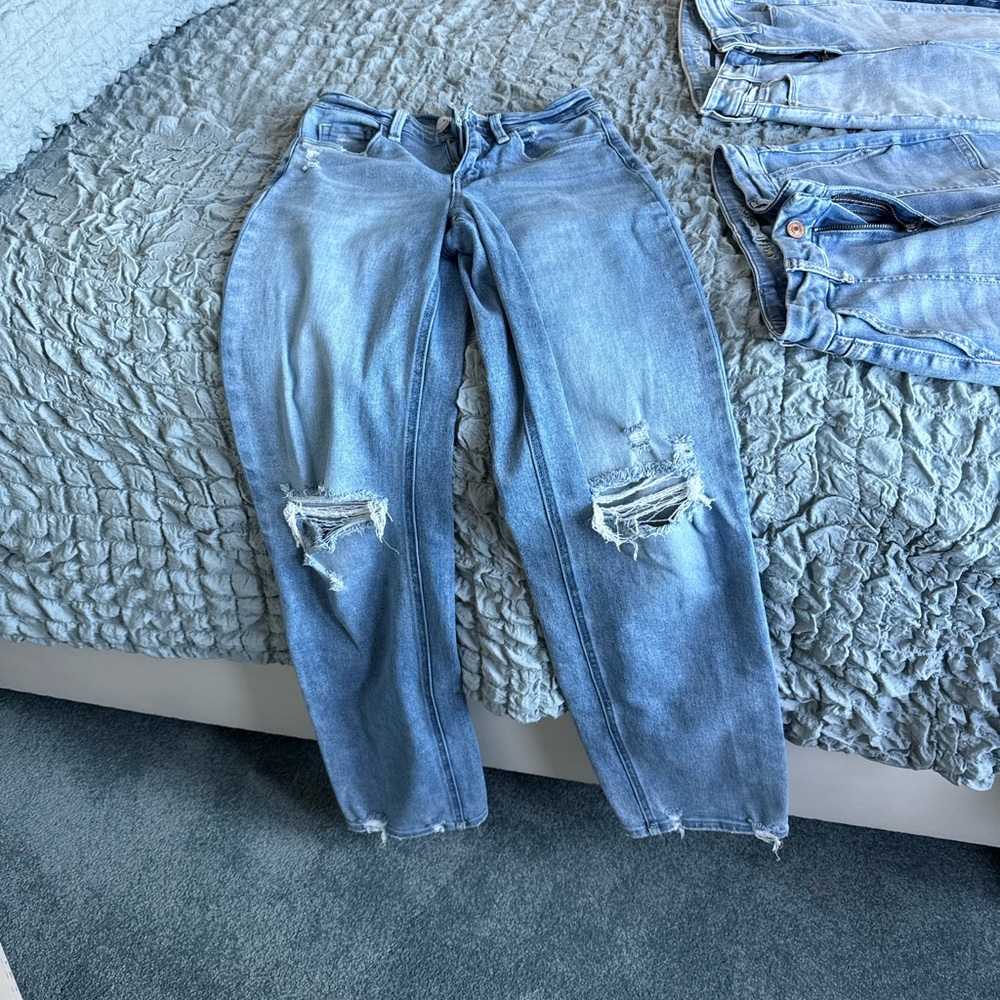 Flying Monkey Light Blue Distressed Straight Leg Jeans